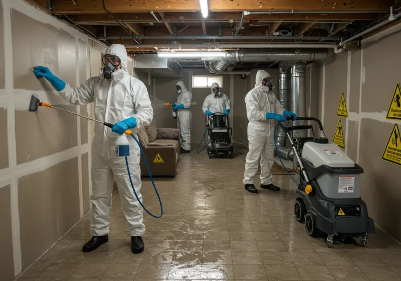 Basement Moisture Removal and Structural Drying process in Harnett County, NC